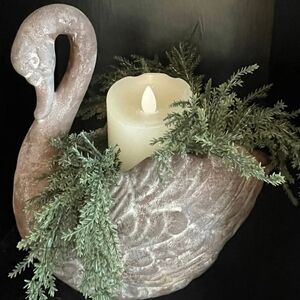 Swan Candle Holder with Greenery